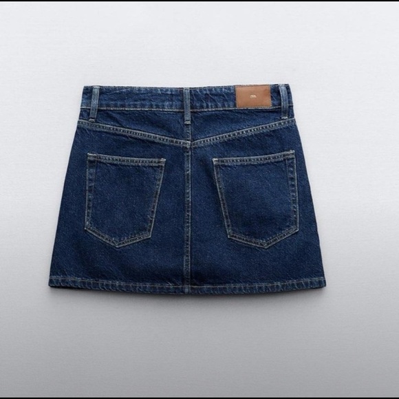 NWT ZARA Premium Denim Mini Skirt Sz S Blue Country Concert - Picture 5 of 7